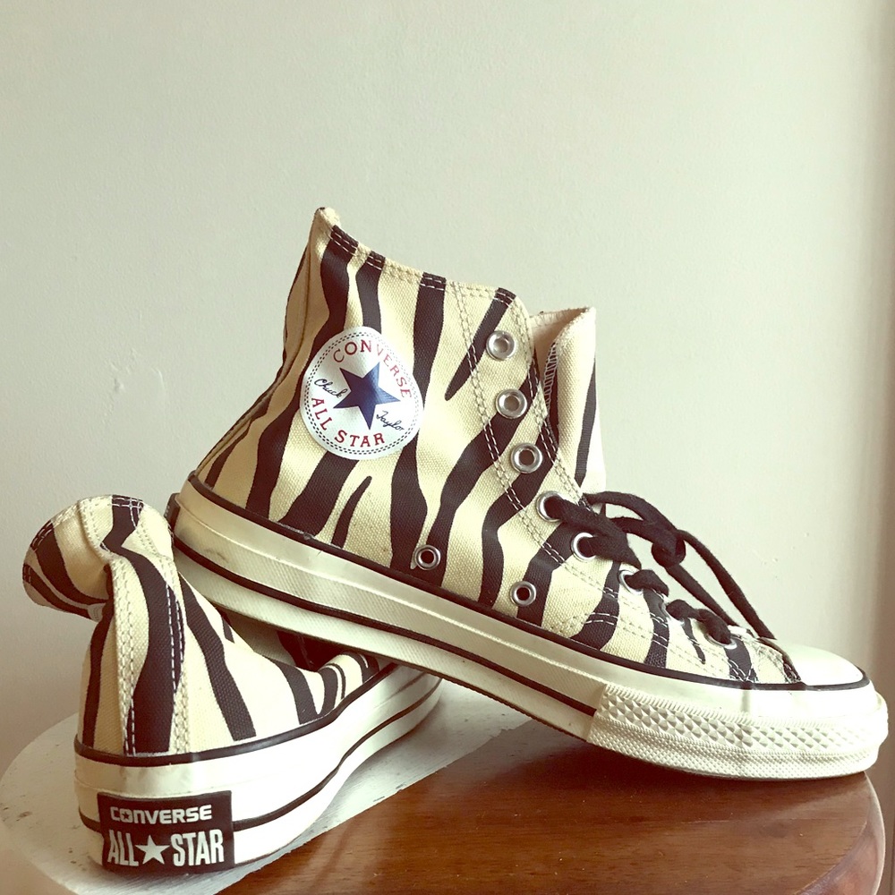 CHUCK TAYLOR ZEBRA PRINT HIGH TOP SNEAKERS